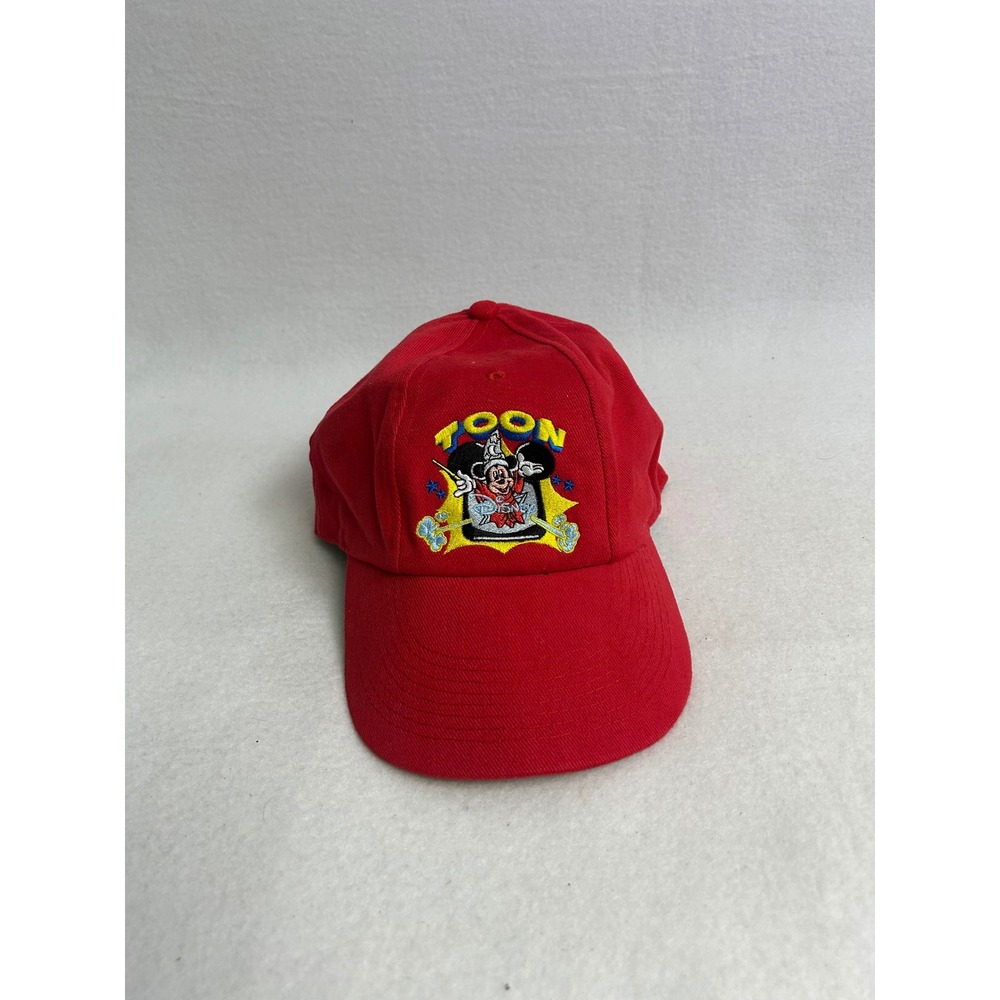 Vintage Disney Mickey Mouse Cap Unisex OS Red Tan Reversible Bill Toon Hat
